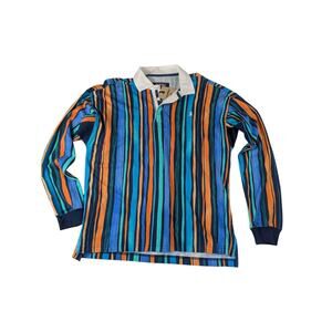 Chubbies Men's Small The Afternoon Special Rugby Shirt Polo Long Sleeve Stripe